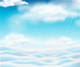 Sunlight and clouds with sky background vector 01