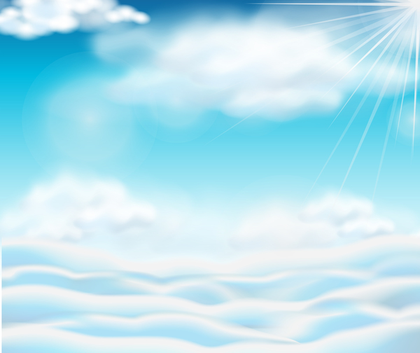 Sunlight and clouds with sky background vector 01