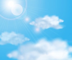 Sunlight and clouds with sky background vector 03