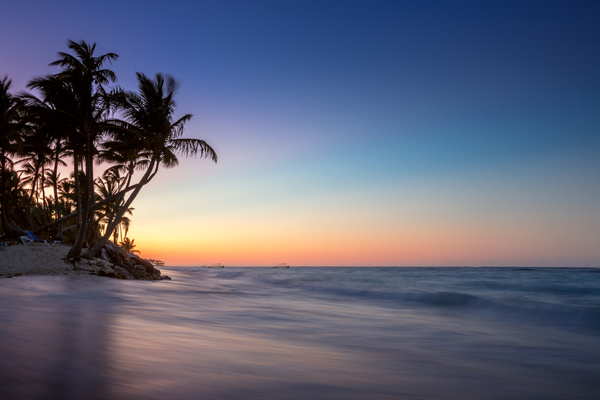 Sunset tropical island beach view Stock Photo 02