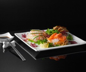 Sushi in a plate on a black background Stock Photo 11