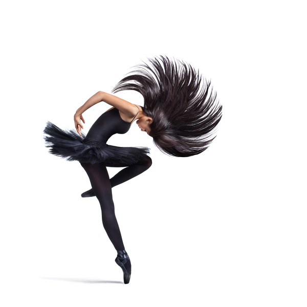 Swinging ballet beautiful hair Stock Photo