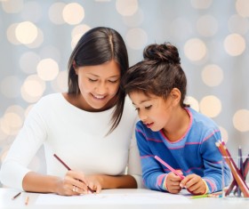Teachers explain to students Stock Photo