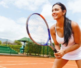 Tennis player waiting for the ball Stock Photo