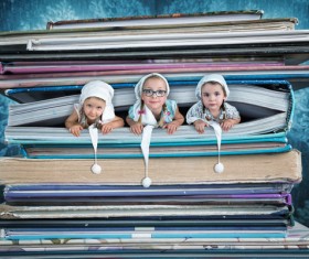 The children in the book Stock Photo