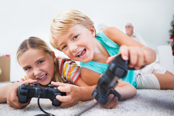 The children play games Stock Photo