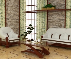 The creative walls and sofa table Stock Photo