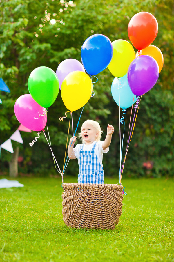 The cute kids in the basket Stock Photo free download