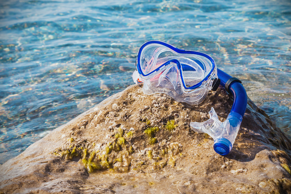 The diving mirror on the rocks Stock Photo