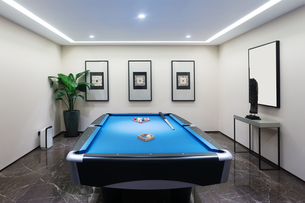 The pool table in the room Stock Photo