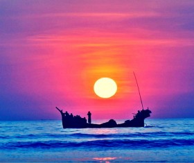 The ship under the twilight Stock Photo