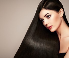 Thick black hair woman Stock Photo