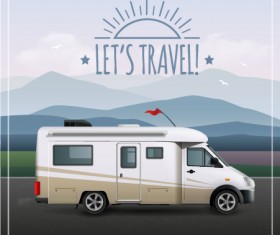 Travel car with travel poster vector
