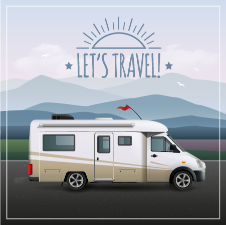 Travel car with travel poster vector
