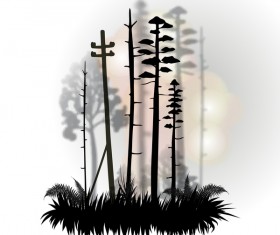Tree silhouette with city landscape fashion vector 01