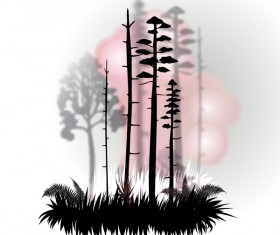 Tree silhouette with city landscape fashion vector 03