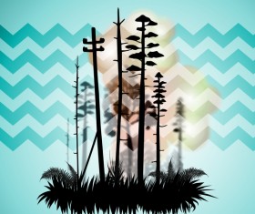 Tree silhouette with city landscape fashion vector 05