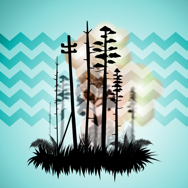 Tree silhouette with city landscape fashion vector 05