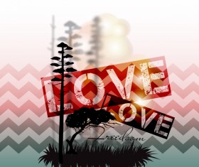 Tree silhouette with city landscape fashion vector 06