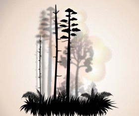 Tree silhouette with city landscape fashion vector 07