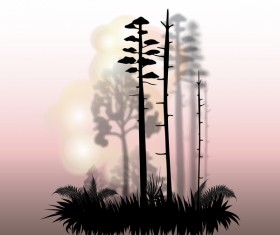 Elegant Tree branch silhouette vector 04 free download
