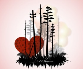 Tree silhouette with city landscape fashion vector 09