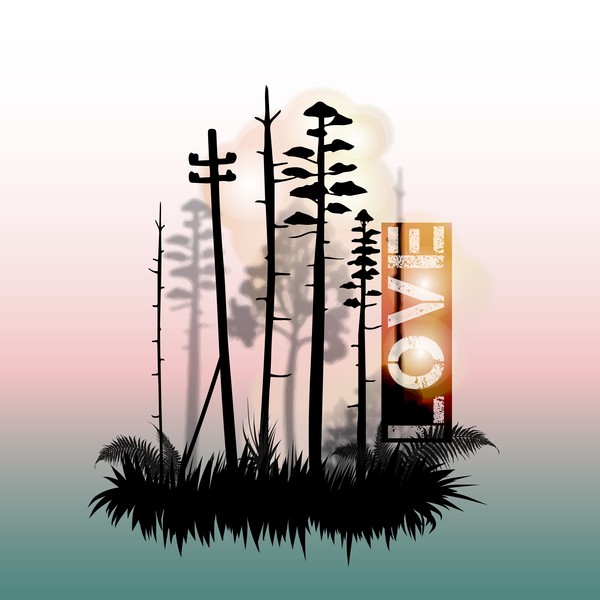 Tree silhouette with city landscape fashion vector 10