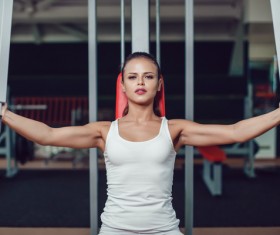 Use of fitness equipment exercise girl Stock Photo 04