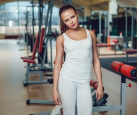 Use of fitness equipment exercise girl Stock Photo 06