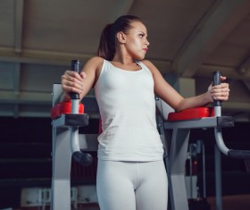 Use of fitness equipment exercise girl Stock Photo 13