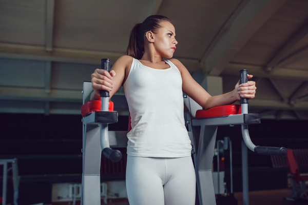 Use of fitness equipment exercise girl Stock Photo 13