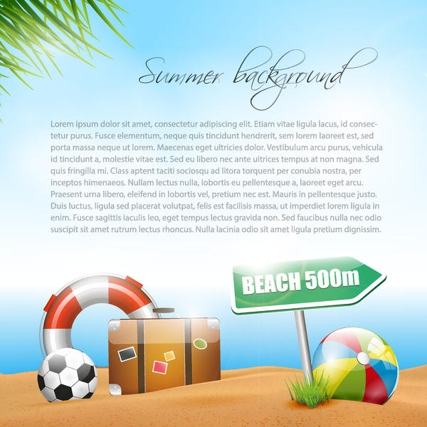 Vector travel background with summer holiday elements 02