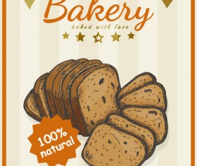Vintage bakey poster template vectors material 02