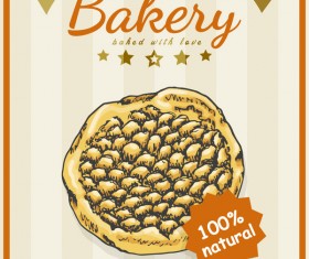 Vintage bakey poster template vectors material 06