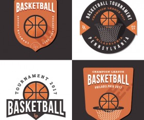 Vintage basketball badge with labels vector