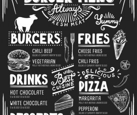 Vintage burger menu template vector material 01