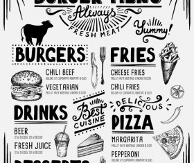 Vintage burger menu template vector material 02