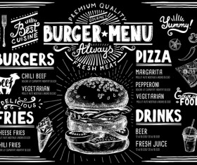 Vintage burger menu template vector material 03