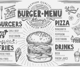Vintage burger menu template vector material 04
