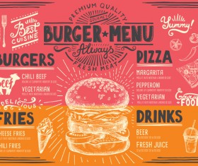 Vintage burger menu template vector material 06