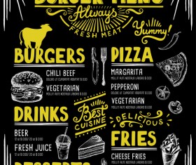 Vintage burger menu template vector material 07