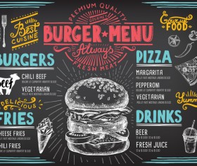 Vintage burger menu template vector material 08