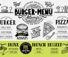 Vintage burger menu template vector material 09