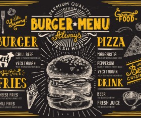 Vintage burger menu template vector material 10