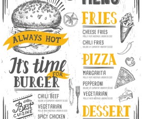 Vintage burger menu template vector material 11