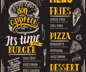 Vintage burger menu template vector material 12