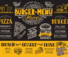 Vintage burger menu template vector material 13