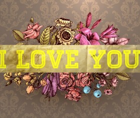 Vintage flower labels with ornate background vector 01