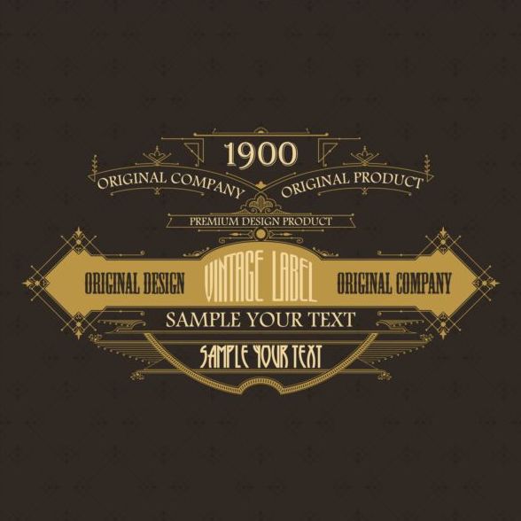 Vintage labels classical styles vectors set 10