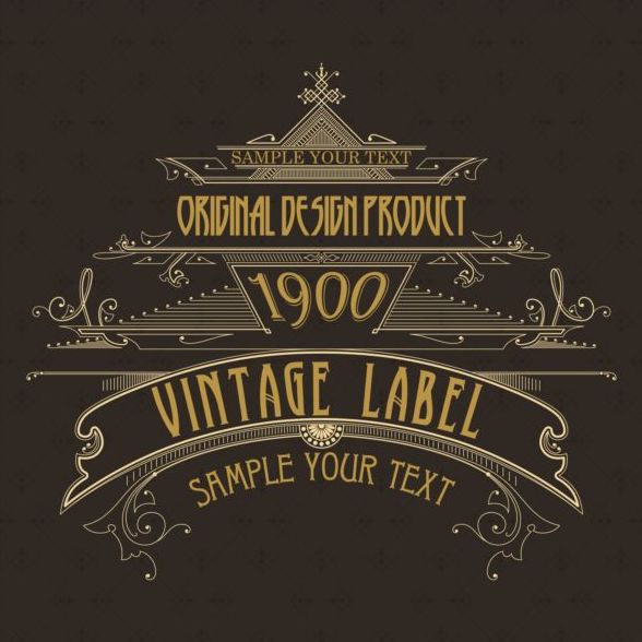 Vintage labels classical styles vectors set 17